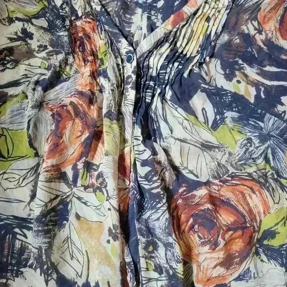 100% Silk Coldwater Creek Floral Wrap Top Blouse Size XL - Picture 11 of 11